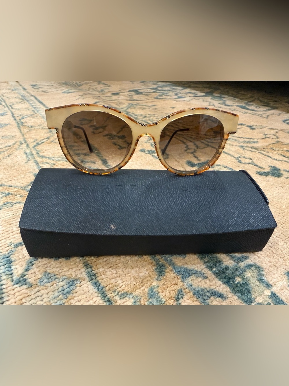 THIERRY LASRY Cream and Tortoise Round Women's Sunglasses